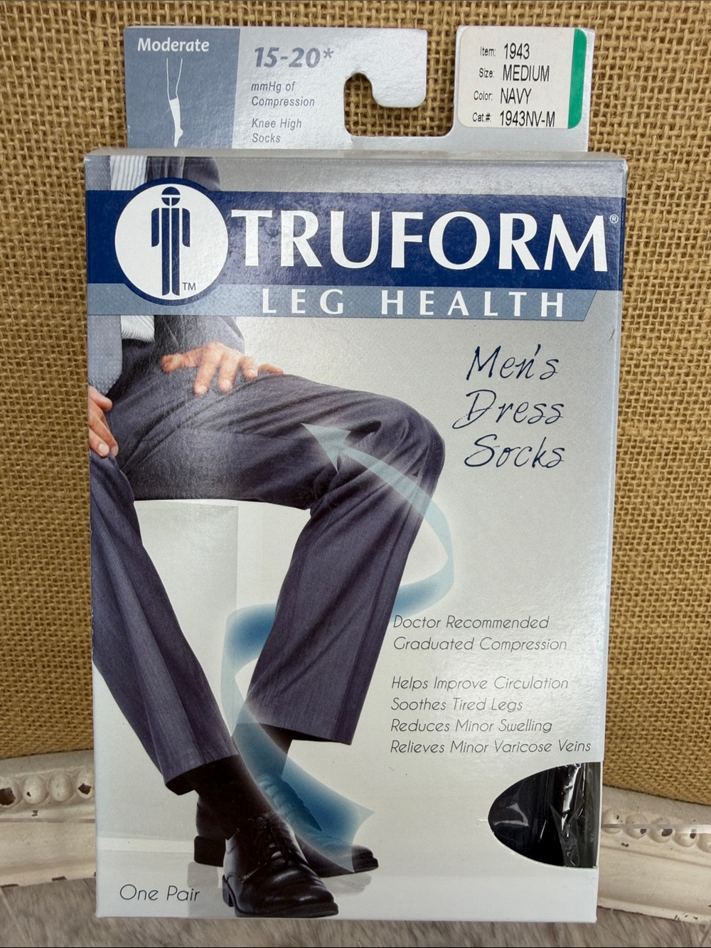 Truform Men's Dress Compression Knee High Socks - Navy